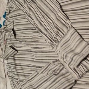 Black and white stripped button down dress shirt